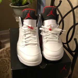 air Jordan retro 5 white/black and silver